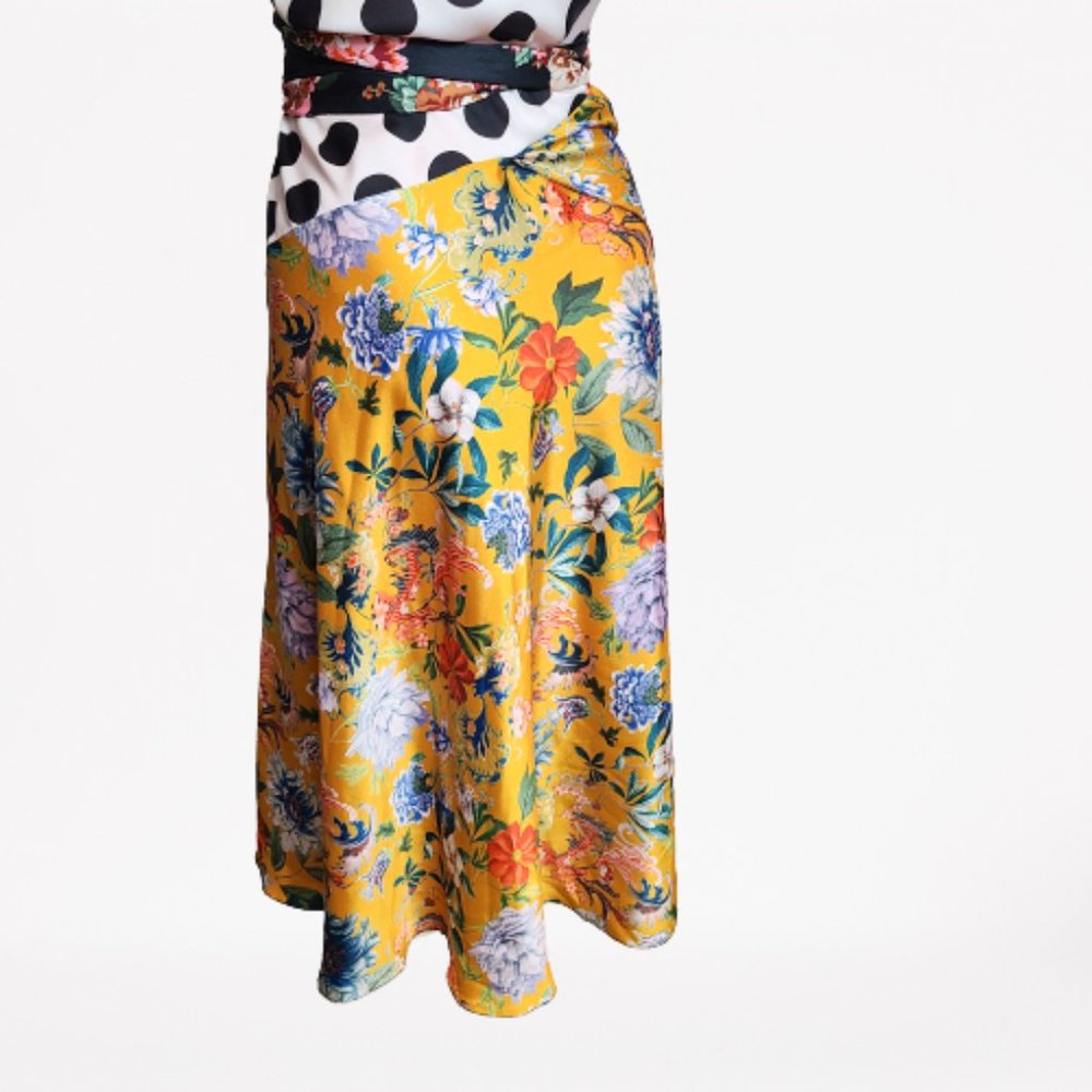 ZARA FLORAL PRINT POLAK DOT AND PATCHWORK DRESS - STUNNING - SIZE S - Picture 10 of 16